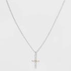 No Brand Silver Plated Cubic Zirconia Cross And Heart Pendant Necklace