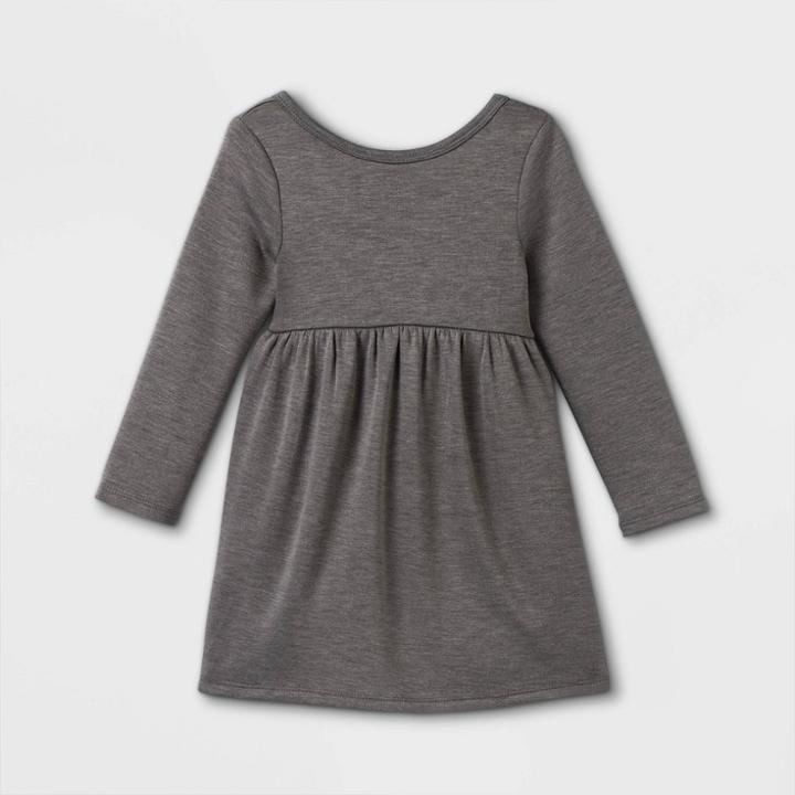 Toddler Girls' Soft Knit Long Sleeve Dress - Cat & Jack Dark Gray