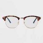 Women's Tortoise Print Browline Blue Light Filtering Glasses - Universal Thread Black