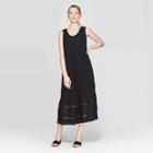 Women's Sleeveless Scoop Neck Tie Back Summer Loose Fit A Line Dress - Who What Wear Black
