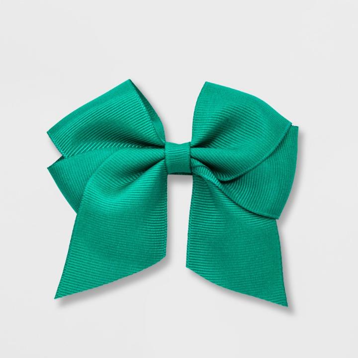 Girls' Tailed Grosgrain Bow Clip - Cat & Jack Dark Green