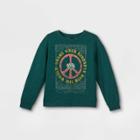 Girls' Oversized Graphic Crewneck Sweatshirt - Art Class Dark Green