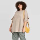 Women's Plus Size Poncho Sweater - Universal Thread Oatmeal