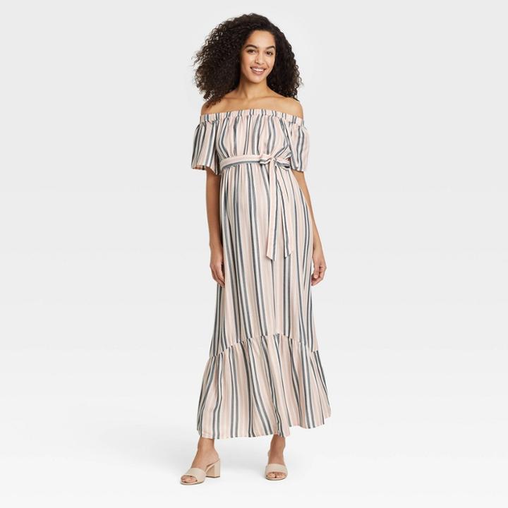 Elbow Sleeve Maternity Dress - Isabel Maternity By Ingrid & Isabel Striped Xs, Multicolor