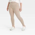 Women's Plus Size High-waist Cotton Seamless Fleece Lined Leggings - A New Day Heather Oatmeal 1x, Grey Oatmeal