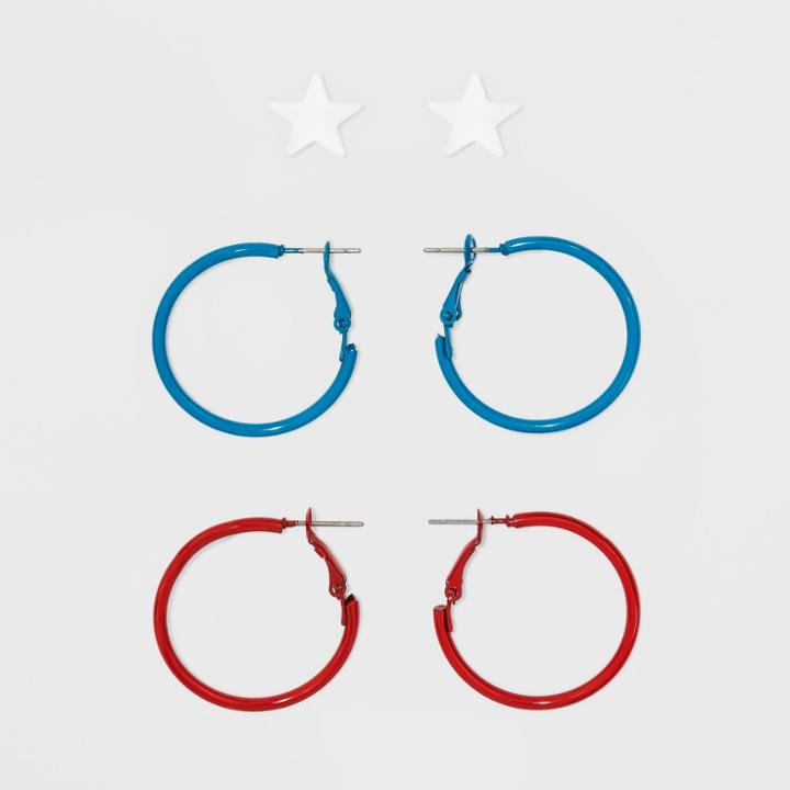 Target Star Stud And Epoxy Hoops Earring Set 3ct,