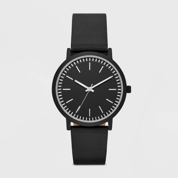 Men's Value Clean Dial Strap Watch - Goodfellow & Co Black