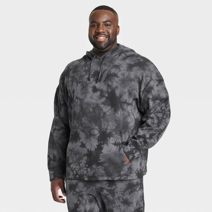 Men's Big & Tall French Terry Hooded Sweatshirt - All In Motion Black