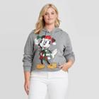 Modern Lux Women's Santa Mickey Plus Size Ugly Holiday Hooded Sweatshirt - Heather Gray