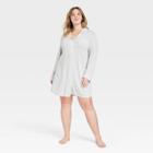 Women's Plus Size Perfectly Cozy Long Sleeve Notch Collar Gown - Stars Above Gray