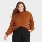 Women's Plus Size Turtleneck Pullover Sweater - Who What Wear Brown