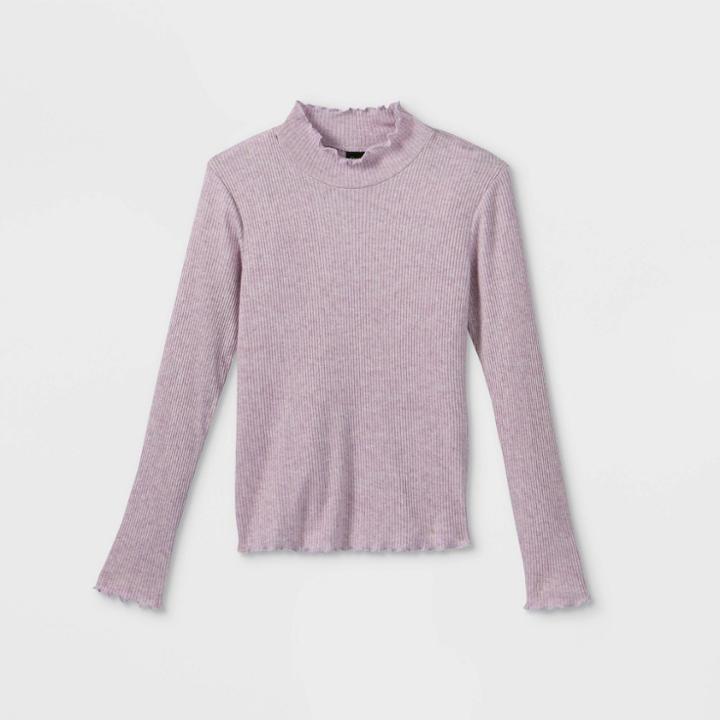 Girls' Lettuce Edge Mock-neck Top - Art Class
