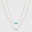 Silver Plated Lab Created Turquoise & Turquoise Crystal Duo Necklace - A New Day Gold, Girl's