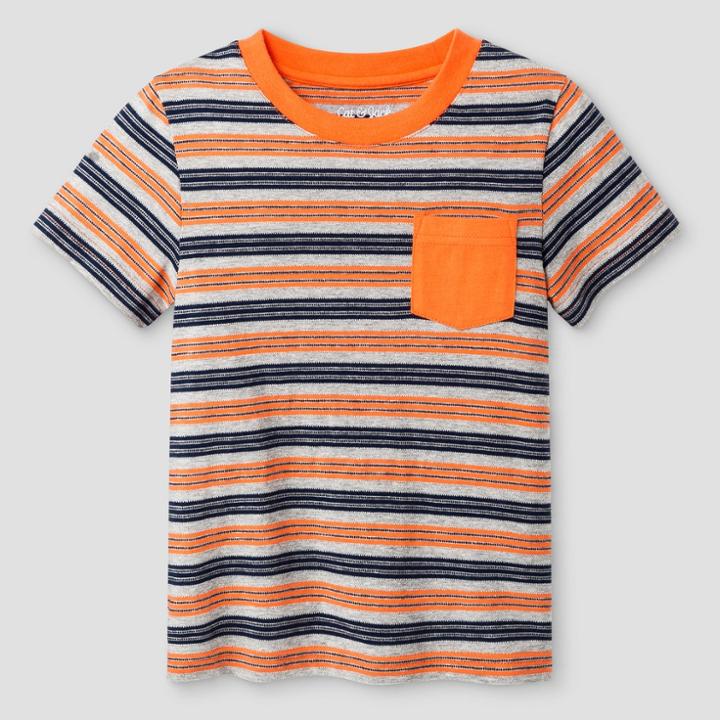 Toddler Boys' Crew Neck T-shirt - Cat & Jack Orange Stripe