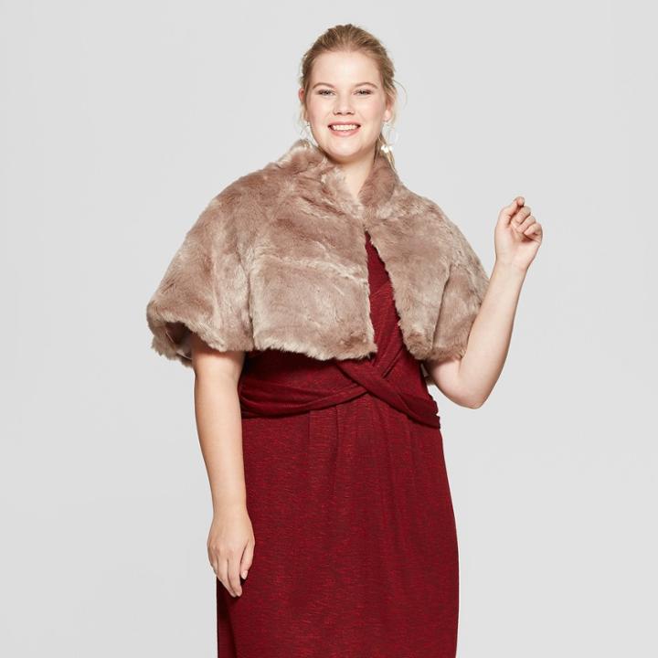 Estee & Lilly Women's Plus Size Faux Fur Capelette - Estee &