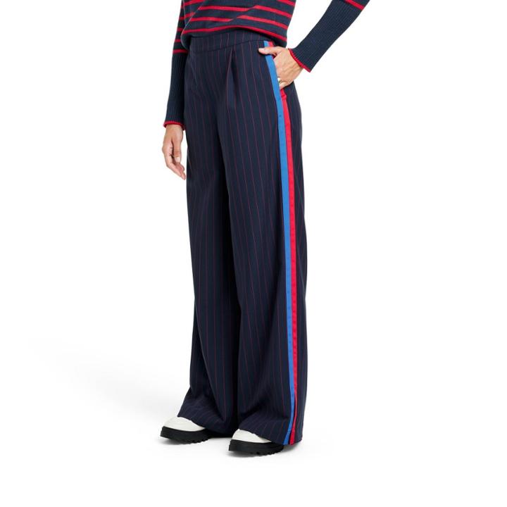 Women's Side Stripe Wide Leg Trousers - La Ligne X Target Navy/red Xxs