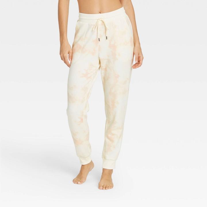 Women's Tie-dye Soft Fleece Lounge Jogger Pants - Stars Above Pink