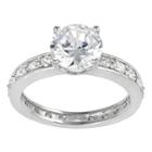 Journee Collection 3 2/5 Ct. T.w. Round-cut Cubic Zirconia Bridal Prong Set Ring In Sterling Silver - Silver,