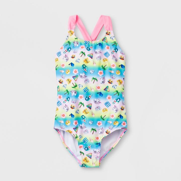 Emoji Girls' Beach Party One Piece Swimsuit - 10,