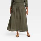 Women's Plus Size Crinkle Maxi Skirt - Ava & Viv Olive X, Green