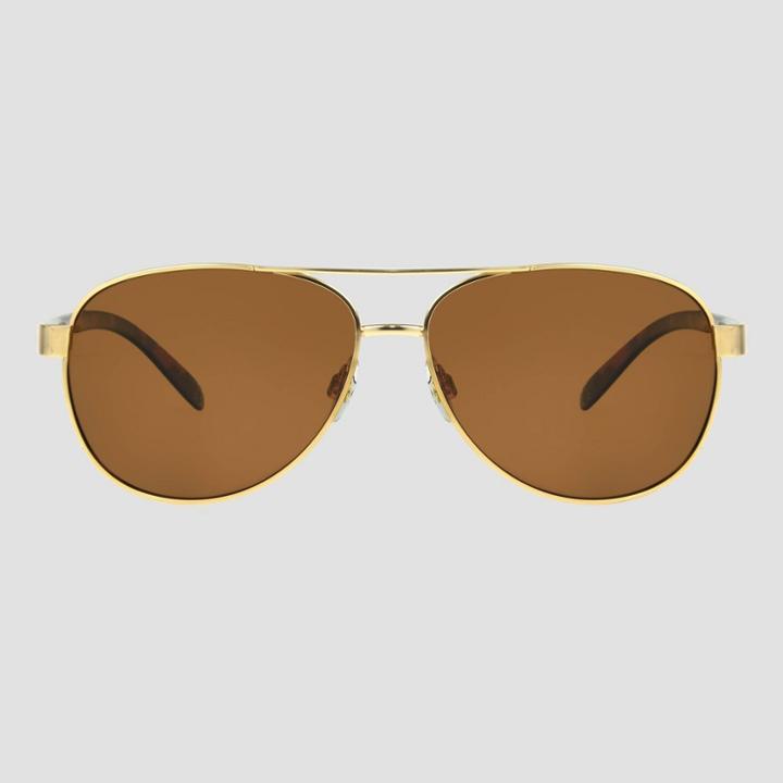 Women's Aviator Metal Sunglasses - A New Day Gold, Gold/grey