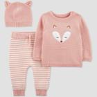 Carter's Just One You Baby Girls' 3pc Fox Top & Bottom Set - Pink Newborn