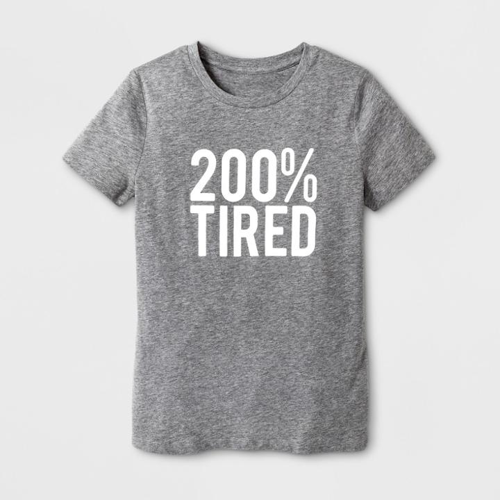 Shinsung Tongsang Women's Short Sleeve 200% Tired Graphic T-shirt - Gray