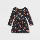 Toddler Girls' Halloween Print Long Sleeve Dress - Cat & Jack Black