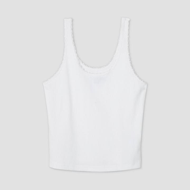 Women's Lace Trim Rib-knit Tank Top - Wild Fable Fresh White