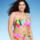 Juniors' Plus Size Ribbed Bralette Bikini Top - Xhilaration Multi Tropical Print X