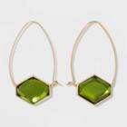 Wire Frame Hexagon Hoop Earrings - A New Day Dark Green, Women's,