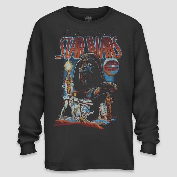 Men's Star Wars Darth Vader Long Sleeve Graphic T-shirt - Black S, Men's,