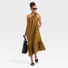 Women's One Shoulder Sleeveless Tiered Dress - A New Day Brown