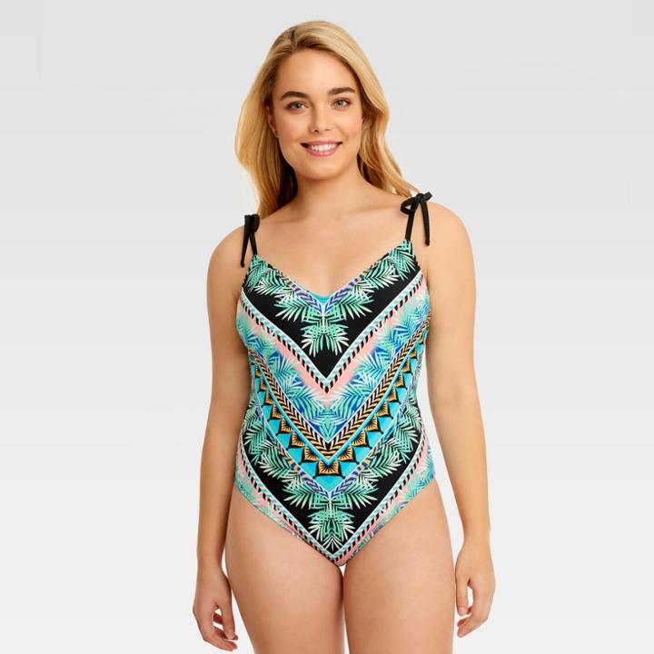 Beach Betty By Miracle Brands Women's Slimming Control Palm One Piece One Piece Swimsuit - Palm Engineer Xl,