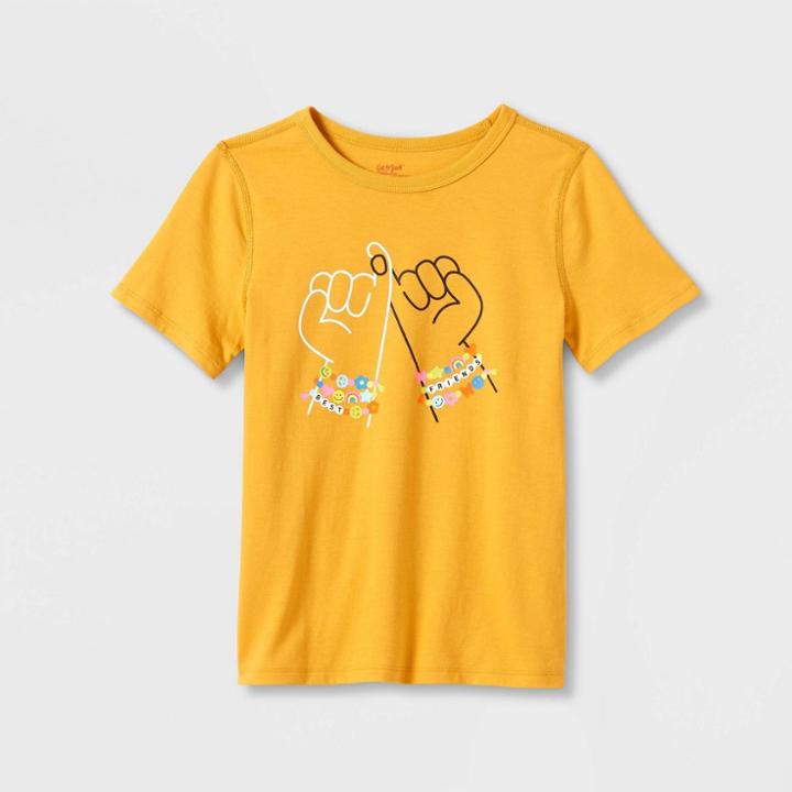 Kids' Adaptive Short Sleeve Graphic T-shirt - Cat & Jack Light Mustard Yellow