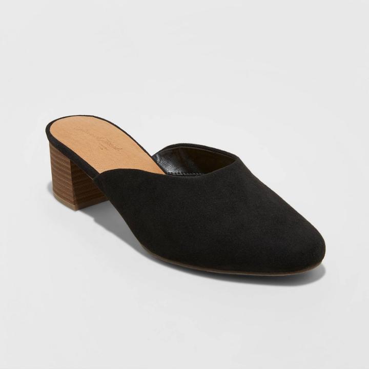 Women's Avianna Microsuede Stacked Heel Mule Pumps - Universal Thread Black