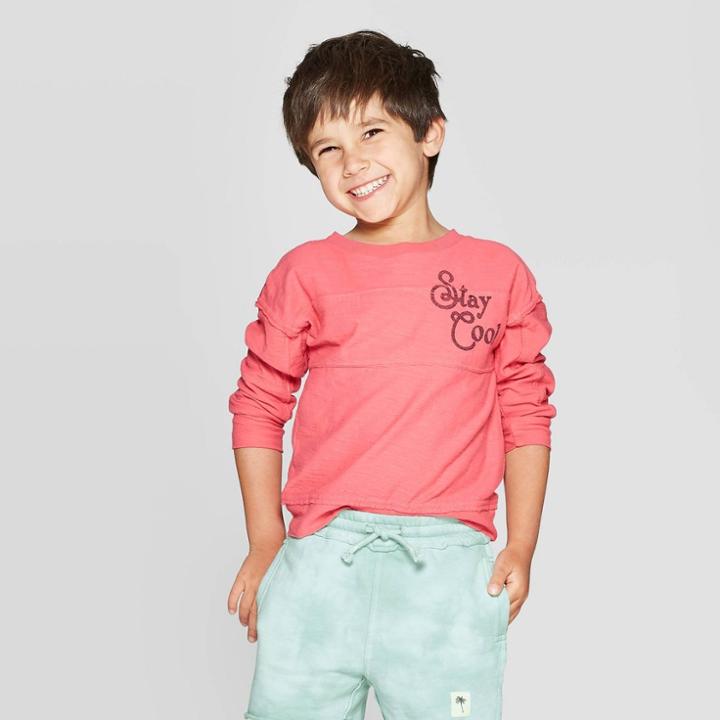 Toddler Boys' Stay Cool Long Sleeve T-shirt - Art Class Coral 4t, Boy's, Pink
