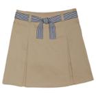 French Toast Girls' Woven Belted Two Pleat Scooter - Khaki (green)
