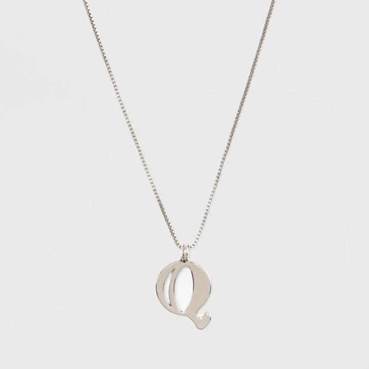 Silver Plated Initial Q Pendant Necklace - A New Day Silver,