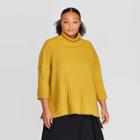 Women's Plus Size Turtleneck 3/4 Sleeve Pullover Sweaters - Prologue Yellow 2x, Women's,
