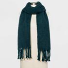 Women's Brushed Blanket Scarf - A New Day Dark Green