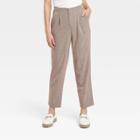 Women's High-rise Relaxed Fit Tapered Ankle Trousers - A New Day Brown Houndstooth