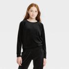 Girls' Cozy Velour Crewneck Sweatshirt - Art Class Black