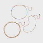 Delicate Chain And Seed Beaded Anklet Set 3pc - Universal Thread ,