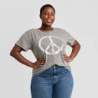 Modern Lux Women's Plus Size Peace Short Sleeve Graphic T-shirt - Gray