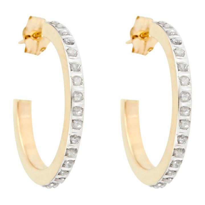 Target 3/4 Post Hoop Sterling Silver Earrings With Diamond Accents - Yellow