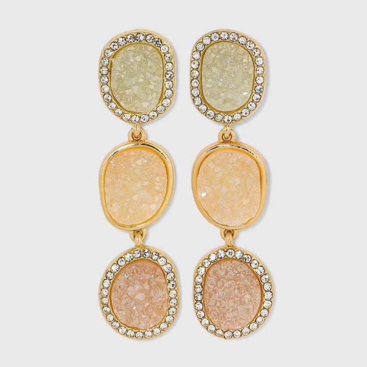Sugarfix By Baublebar Stacked Druzy Drop Earrings - Beige