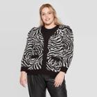 Women's Plus Size Floral Print Puff Long Sleeve Cardigan - Who What Wear Black 1x, Women's,