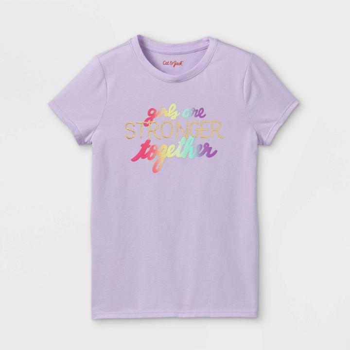Girls' Girls Are Stronger Together Graphic Short Sleeve T-shirt - Cat & Jack Light Purple