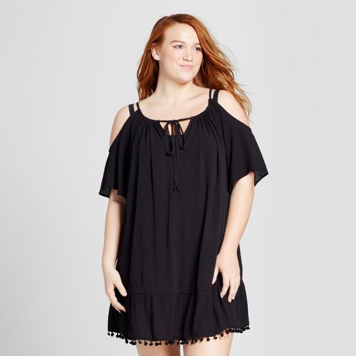 Cover 2 Cover Women's Plus Size Cold Shoulder Cover Up Dress - Black